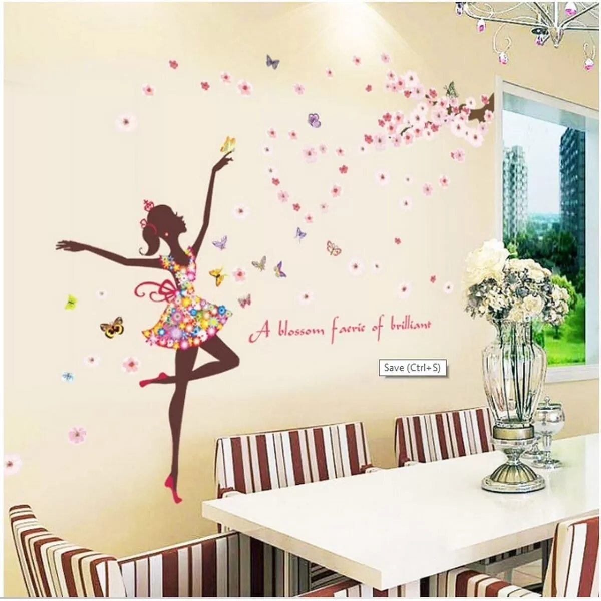 Generic Fairy Tree Girl Bird Sticker Room Wallpaper