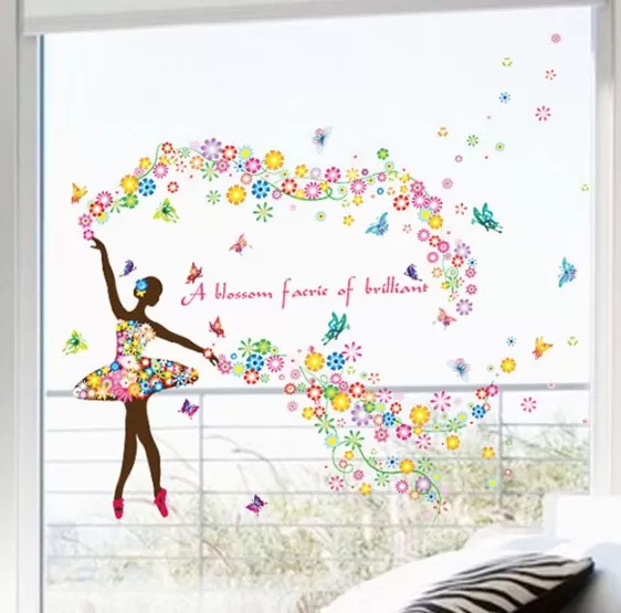 Generic Dancing Girl Fairy Butterfly Bird Wall Sticker
