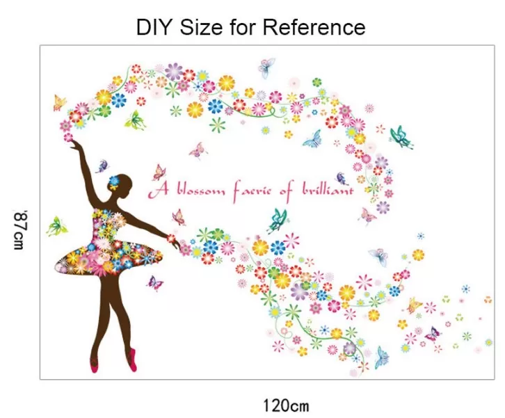 Generic Dancing Girl Fairy Butterfly Bird Wall Sticker - image 2