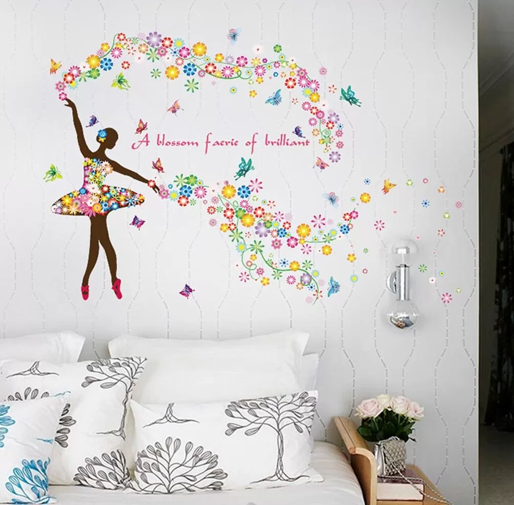 Generic Dancing Girl Fairy Butterfly Bird Wall Sticker - image 3
