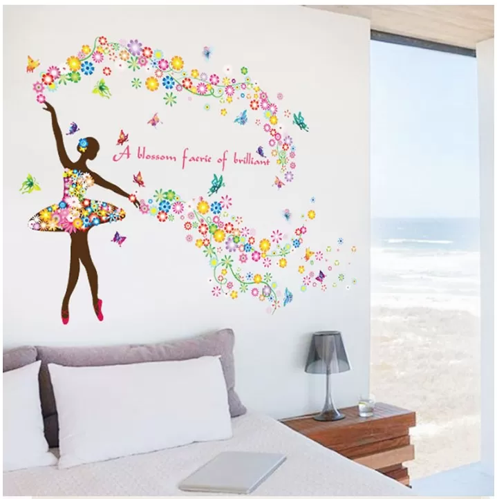 Generic Dancing Girl Fairy Butterfly Bird Wall Sticker - image 4