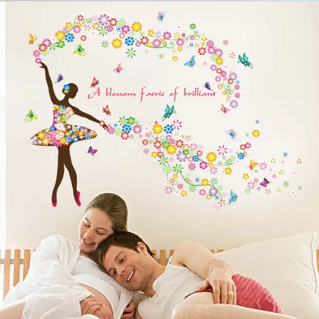 Generic Dancing Girl Fairy Butterfly Bird Wall Sticker - image 5