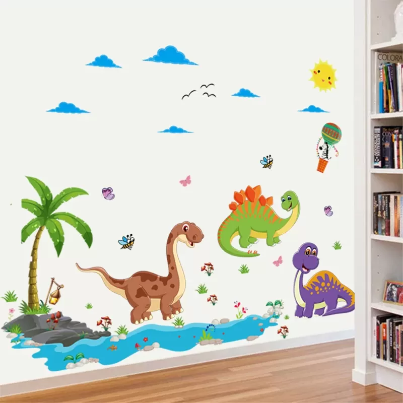 Dinosaurs Newest Cute Cartoon Animals Tree Bridge Baby Child Decal