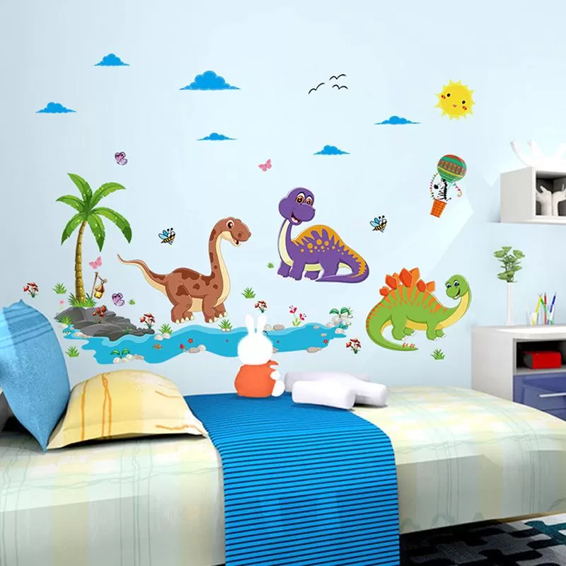 Dinosaurs Newest Cute Cartoon Animals Tree Bridge Baby Child Decal - image 2
