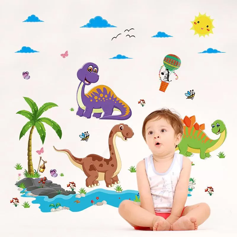 Dinosaurs Newest Cute Cartoon Animals Tree Bridge Baby Child Decal - image 4
