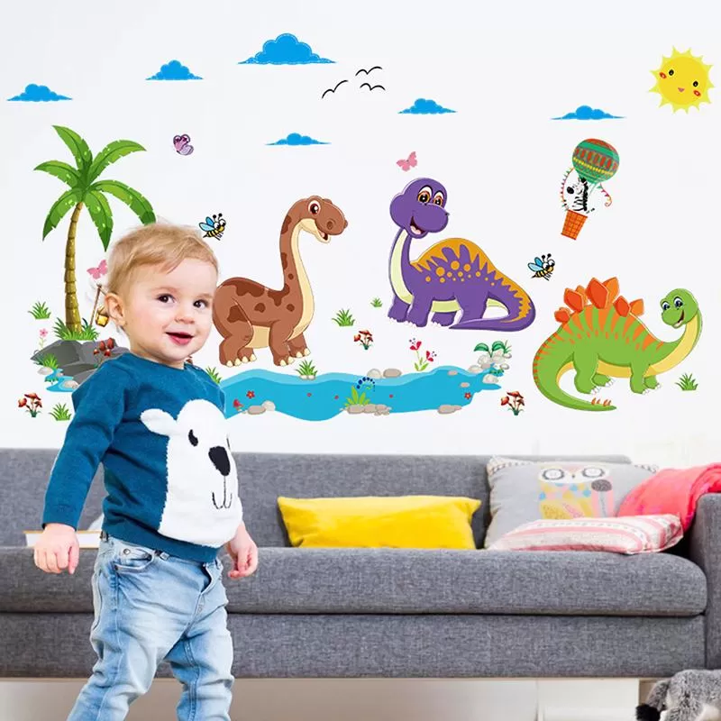 Dinosaurs Newest Cute Cartoon Animals Tree Bridge Baby Child Decal - image 5