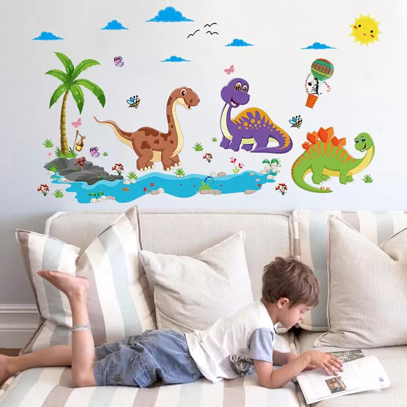 Dinosaurs Newest Cute Cartoon Animals Tree Bridge Baby Child Decal - image 6