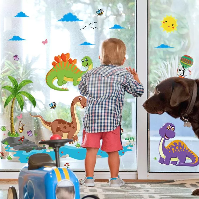 Dinosaurs Newest Cute Cartoon Animals Tree Bridge Baby Child Decal - image 7