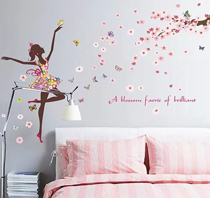 Generic Flower Dancing Fairy Bird Wall Sticker - image 3