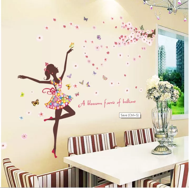 Generic Flower Dancing Fairy Bird Wall Sticker - image 4