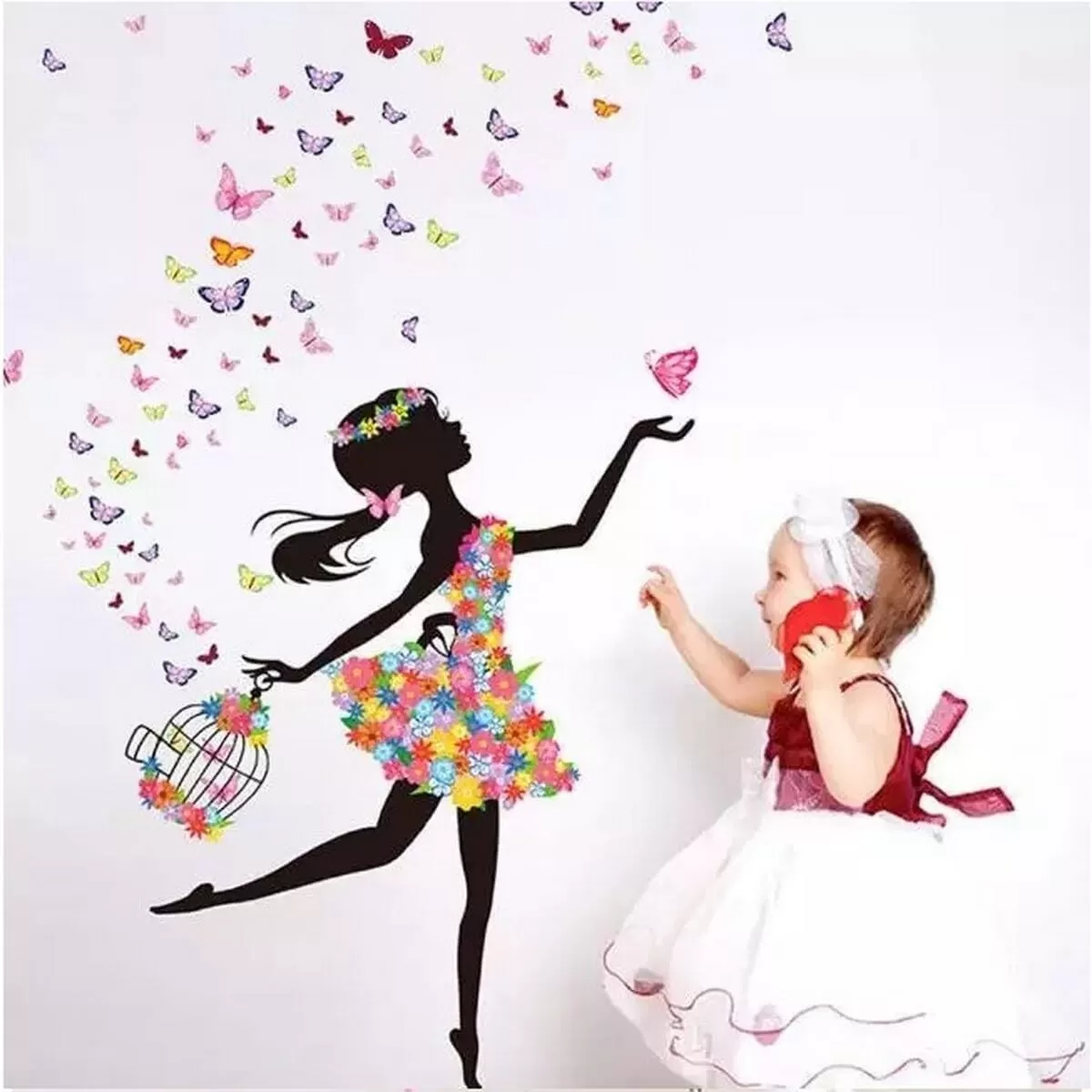 Freedom Butterfly Cycle Girl Bird Sticker Plants Decor