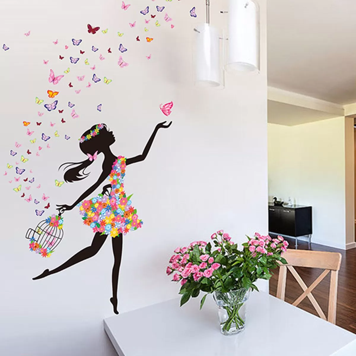 Freedom Butterfly Cycle Girl Bird Sticker Plants Decor - image 2