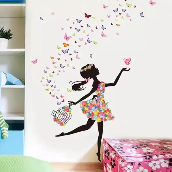 Freedom Butterfly Cycle Girl Bird Sticker Plants Decor - image 4