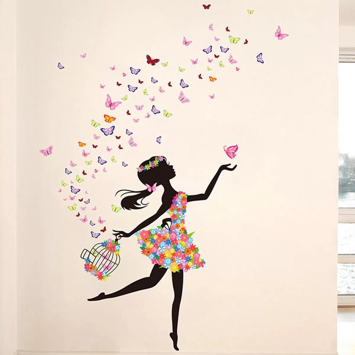 Freedom Butterfly Cycle Girl Bird Sticker Plants Decor - image 5