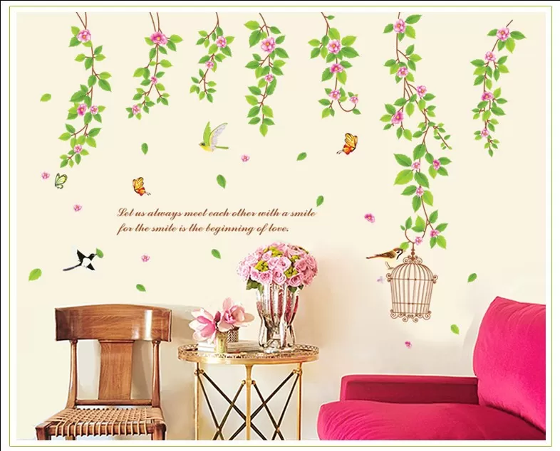 Generic Birds with Cages Sticker Butterfly Flowers Decor - image 3