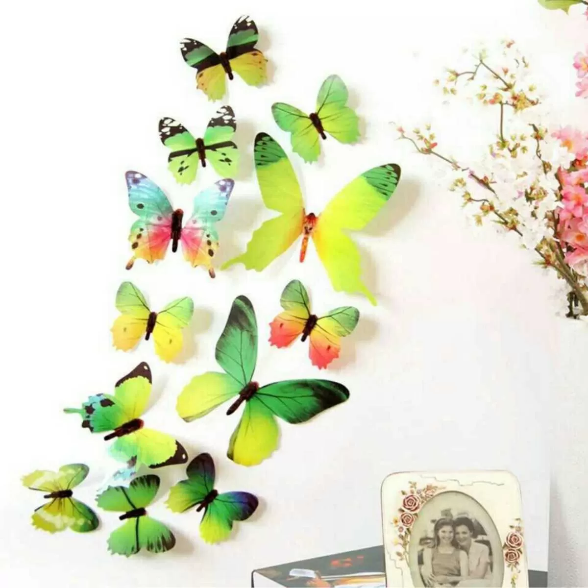 Generic Pack Of 12 3D Butterfly Wall Sticker Green