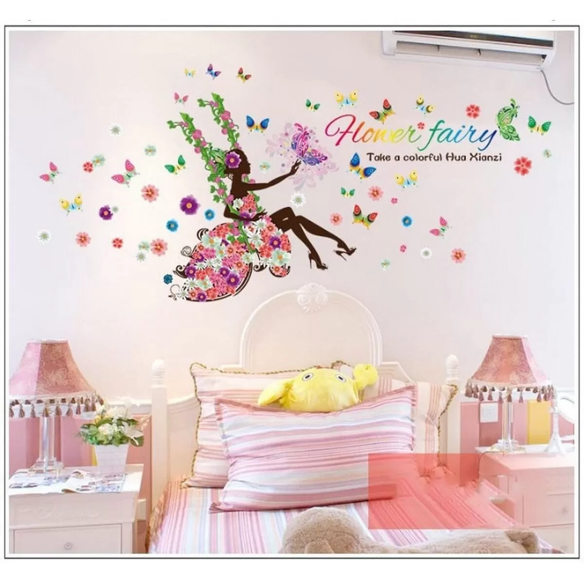 Honey Fairy Flower Butterfly Bird Room Wall Sticker