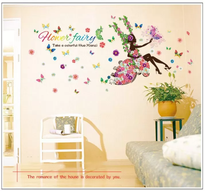Honey Fairy Flower Butterfly Bird Room Wall Sticker - image 4