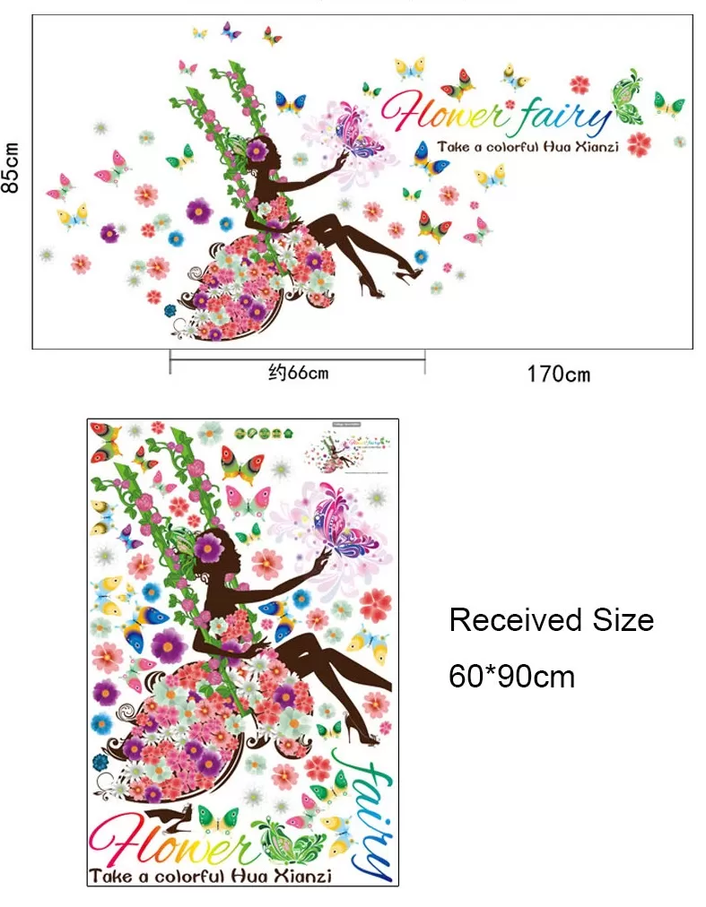 Honey Fairy Girl Flower Bird Wall Sticker Decor - image 2