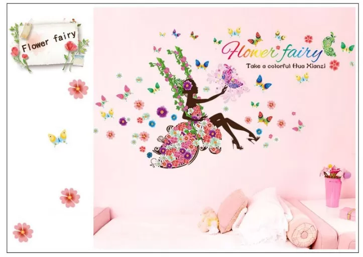 Honey Fairy Girl Flower Bird Wall Sticker Decor - image 3
