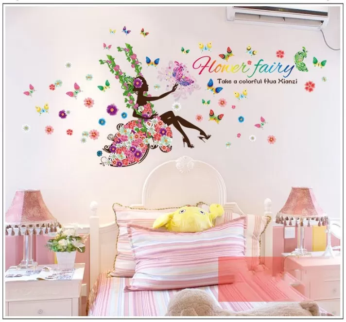 Honey Fairy Girl Flower Bird Wall Sticker Decor - image 5