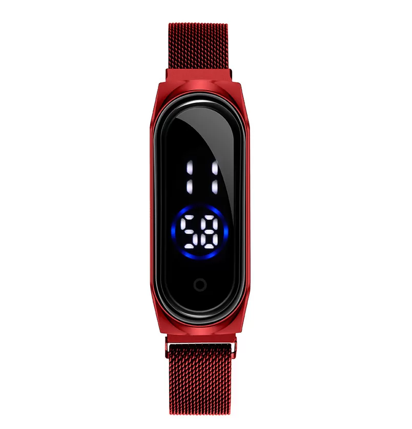 Generic LED Digital Magnetic Band Sports Watch Maroon