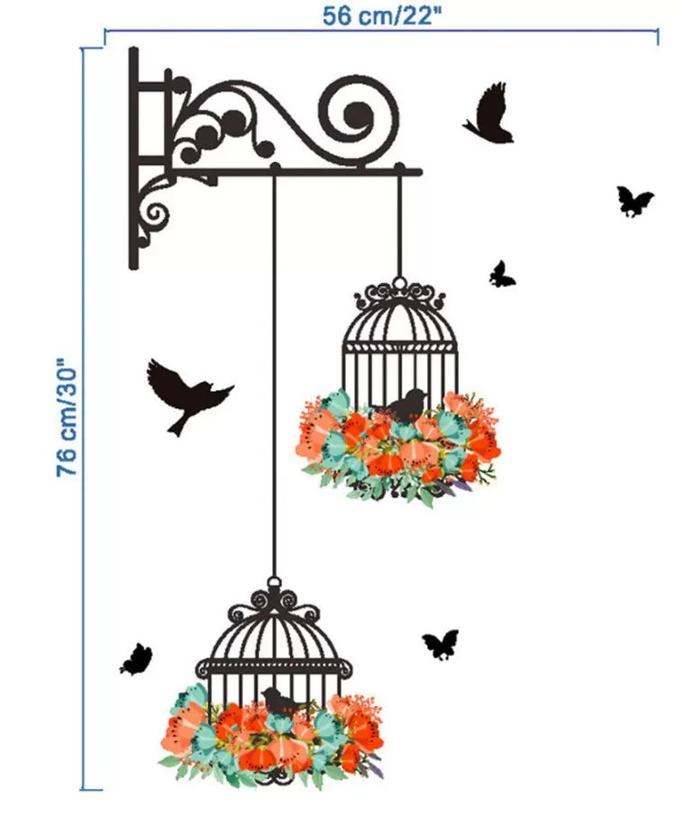 Mulit Birdcage Colorful Flower Wall Sticker Decals - image 4