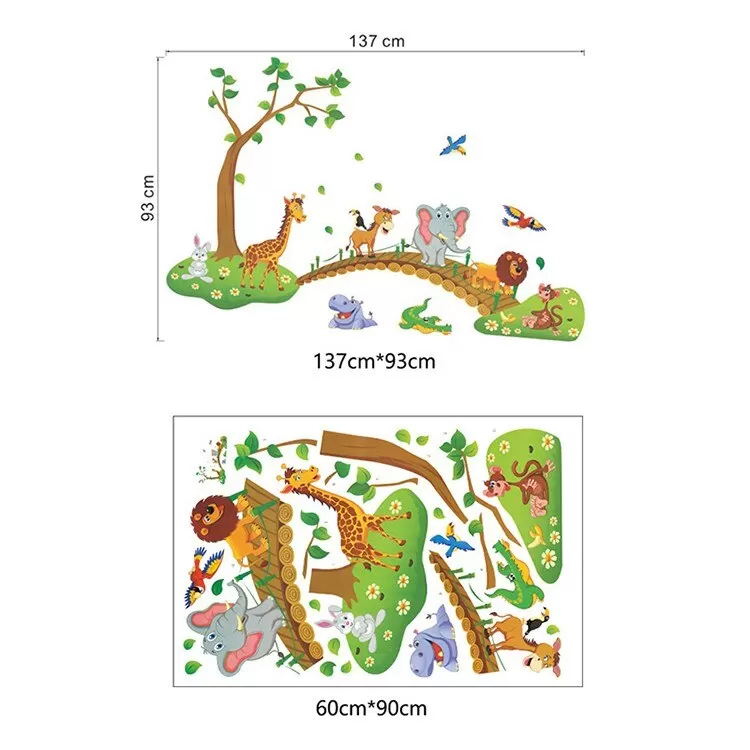 Newest Cute Cartoon Animals Tree Bridge Baby Bedroom Decor - image 2