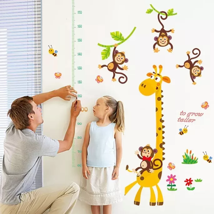 Generic One Giraffe with Monkeys Height Measuring Chart