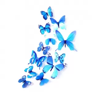 Generic 3D Butterfly Wall Stickers 24 Pieces Blue