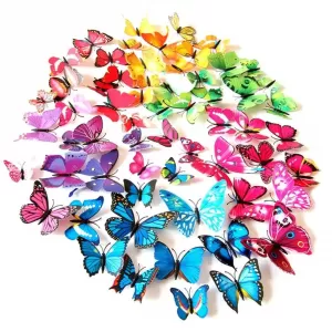 60 Pieces Multi-color 3D Butterfly Wall Decor