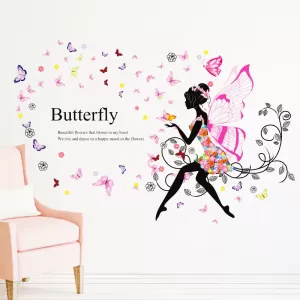 Generic Angel Fairy Butterfly Flowers Wall Sticker