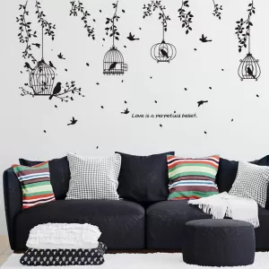 Generic Black Bird with Cages Butterfly Sticker