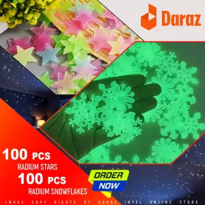 Generic Snowflakes & Stars Glow in Dark Stickers