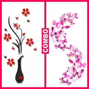 Generic 3D Butterfly Flower Vase Combo 24 Pieces