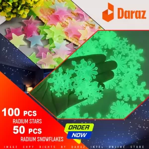 Generic Snowflakes & Stars Stickers Combo Glow in Dark