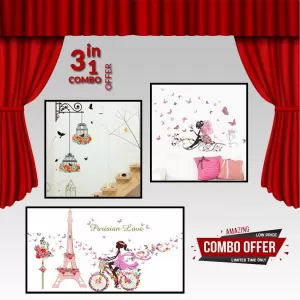 Generic Combo 13 Colorful Flower Birdcage Wall Sticker Decal