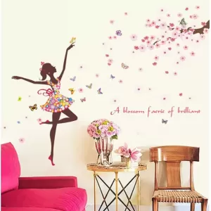 Generic Flower Dancing Fairy Bird Wall Sticker