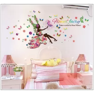 Honey Fairy Flower Butterfly Bird Room Wall Sticker