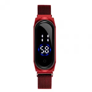 Generic LED Digital Magnetic Band Sports Watch Maroon