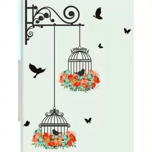 Generic Model 01 Colorful Flower Birdcage Wall Sticker