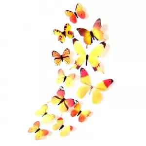 Generic 3D Butterfly Wall Sticker 12-Pack Yellow
