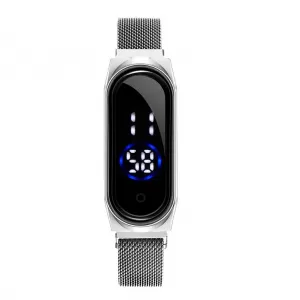 Generic Silver LED Digital Magnetic Band Sports Watch