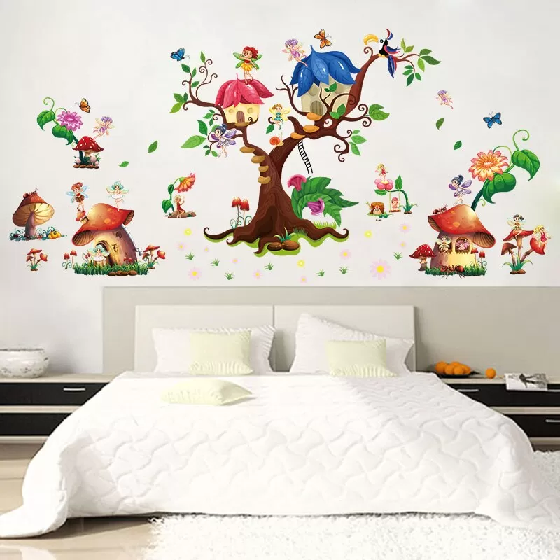Tree House Wall Sticker Cartoon Animals Tree Bridge - image 2