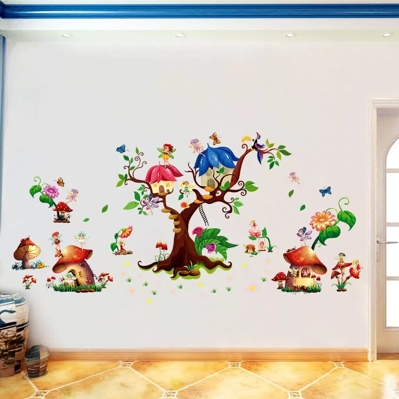 Tree House Wall Sticker Cartoon Animals Tree Bridge - image 4