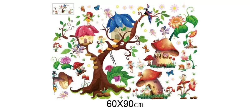 Tree House Wall Sticker Cartoon Animals Tree Bridge - image 5