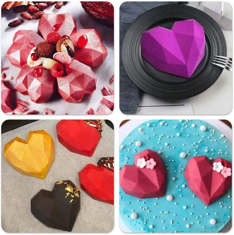 Generic 8 Diamond Heart Reusable Food Grade Silicone Mold - image 2