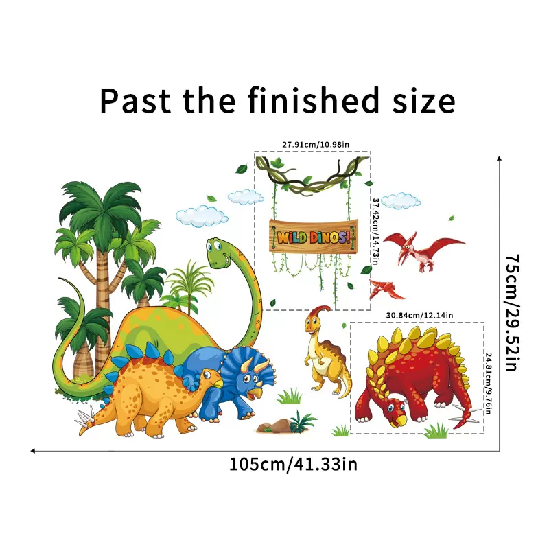 Generic Wild Dinosaurs Animal Tree Cartoon Wall Stickers - image 2