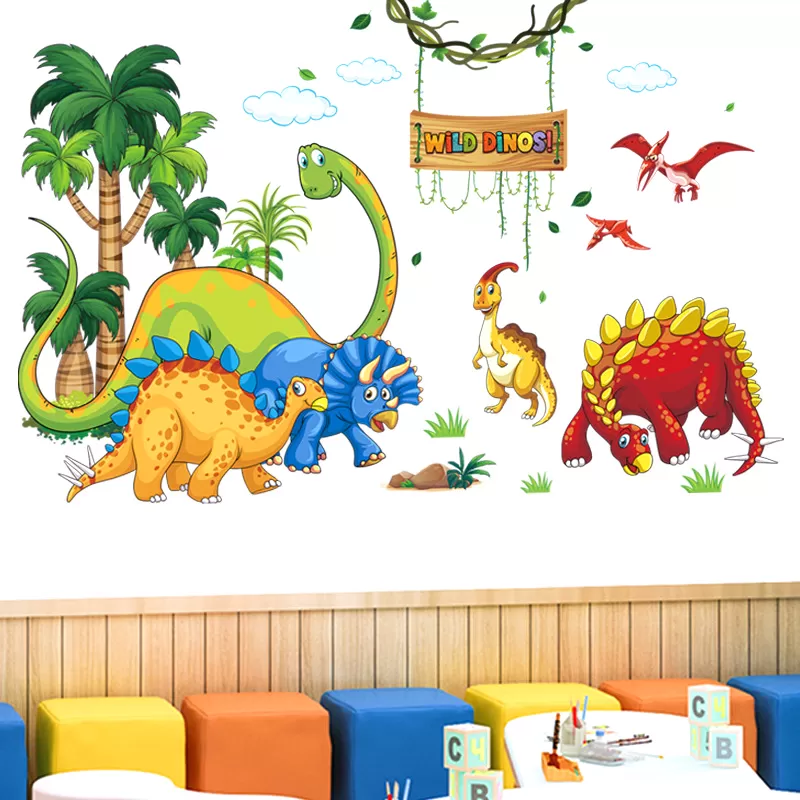 Generic Wild Dinosaurs Animal Tree Cartoon Wall Stickers - image 4
