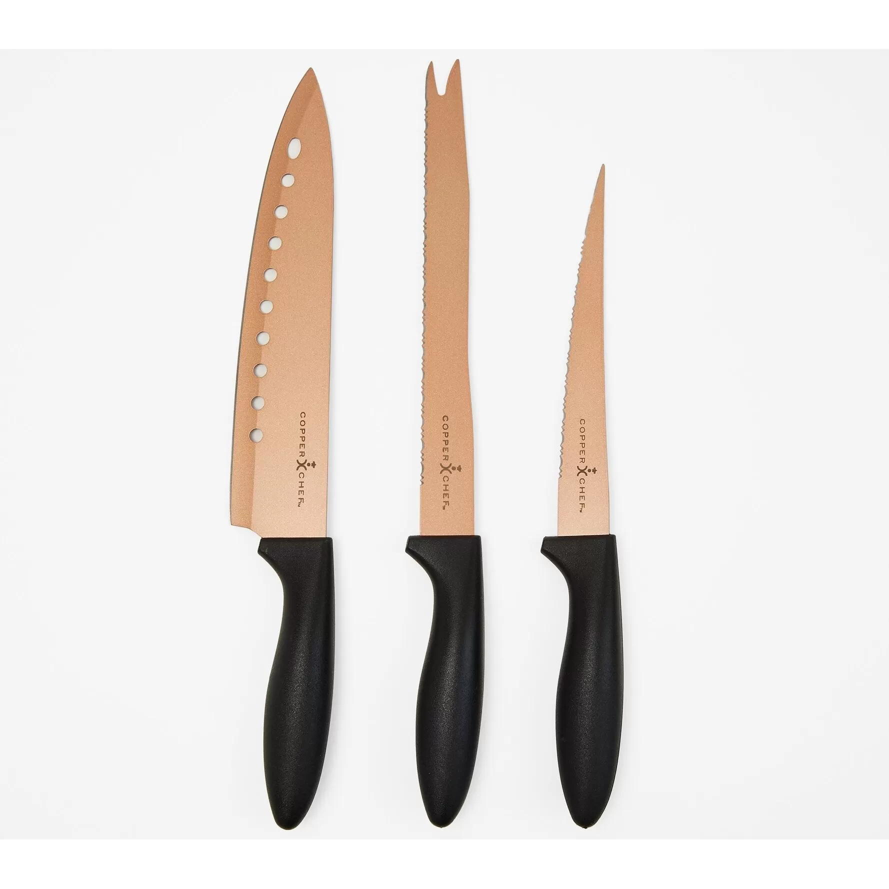 TV Home Innovations 3 Piece Knife set Non-stick Copper Chef Knife Set - image 2
